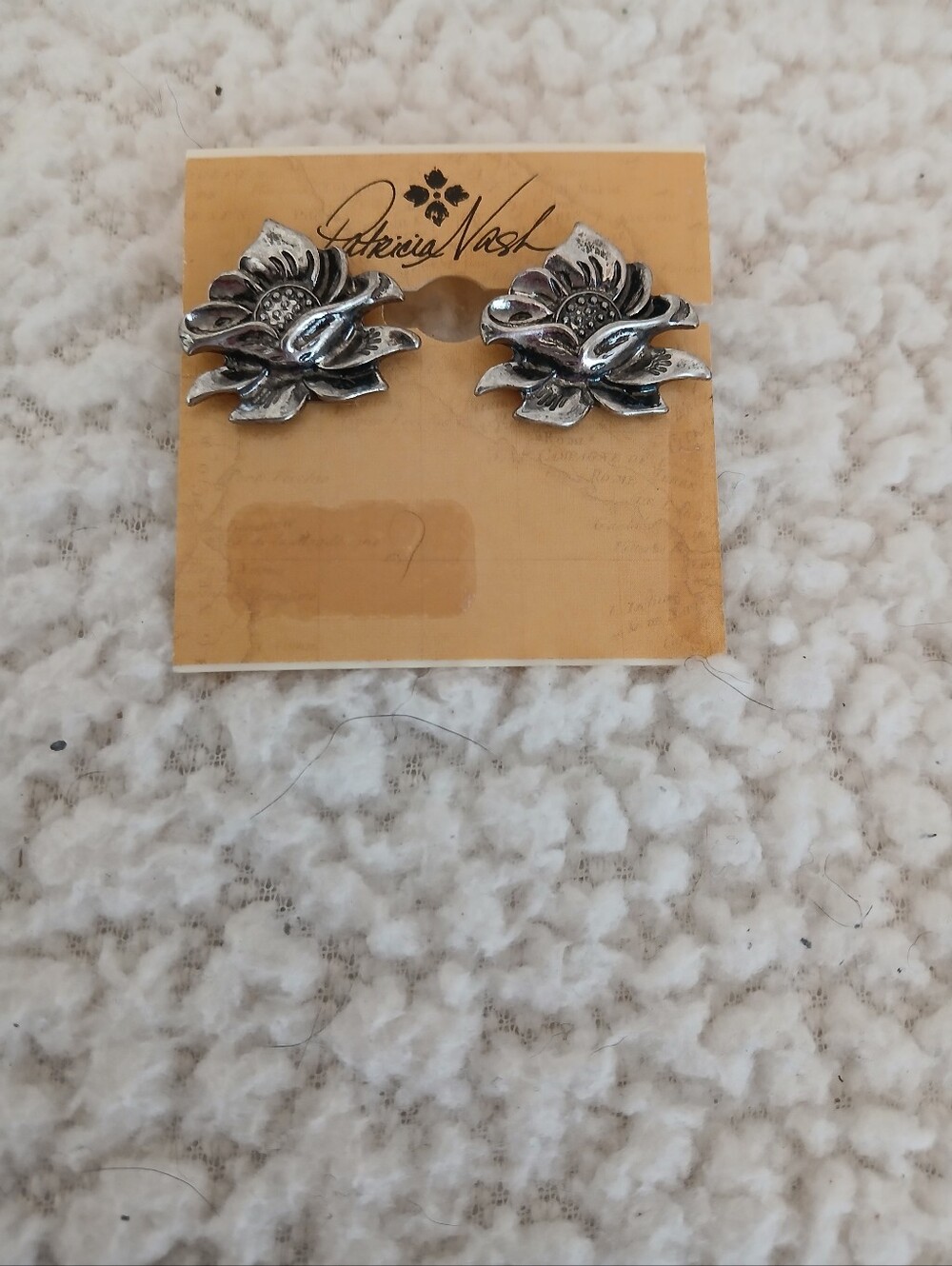 Patricia Nash Silver Floral Clip On NWT Earrings